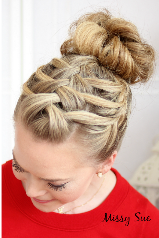 Triple French Bun: Dress up your bun with a triple-braid! Tutorial via: missy sue.