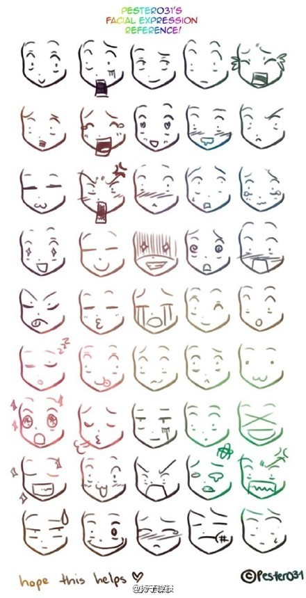 分享一组很棒的简笔画素材，教你画尽人世间所有的表情，都是萌萌哒的画风，并且画起来特别容易上手，希望你会喜欢。