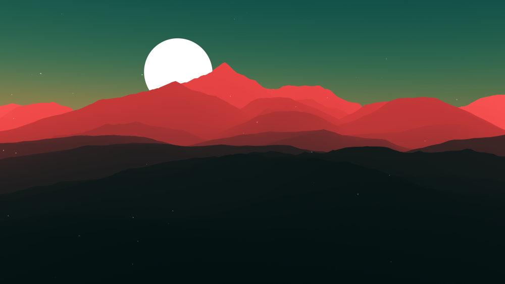 General 3840x2160 digital art minimalism nature hill mountain moon stars night artwork landscape simple