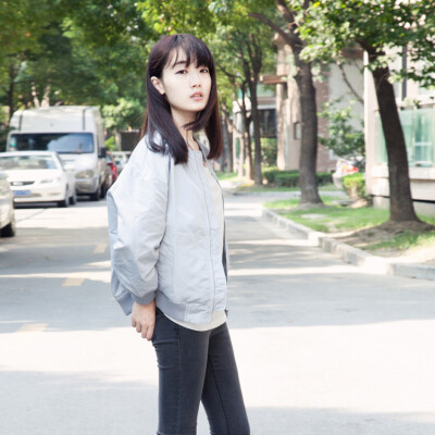 韩国订单 简约长袖纯色棒球服 长袖显瘦夹克宽松BF帅气复古上衣