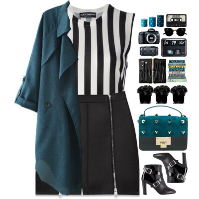 #stripes #stripeshirt #dolceandgabbana #saintlaurent #jimmychoo #leatherskirt #leather #coat #totes