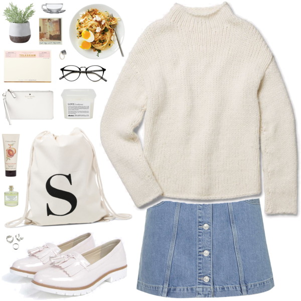 #turtleneck #sweaterweather #white #denimskirt #denim #casualchic #casual #preppy #comfy #autumn