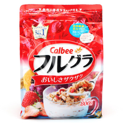 包邮日本进口Calbee卡乐B水果果仁谷物麦片 卡乐比免煮早餐800g