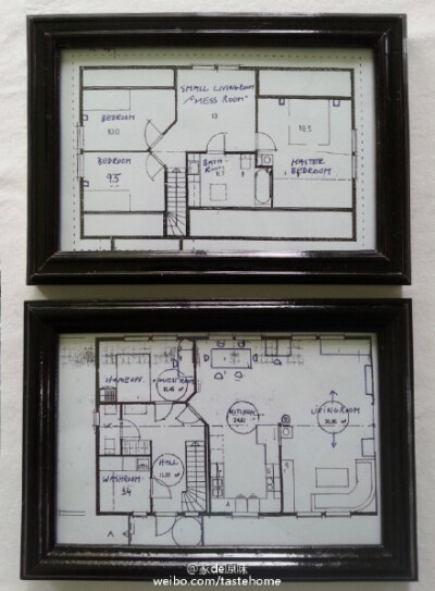 #墙上挂什么#系列之布局平面图也能当#装饰画#一个家里有没有个性，可就全看主人的脑洞咯~装修过程好累吧，为什么不试试把那些辛苦努力当作纪念装饰在家里？——额，如果在实际效果图2、3没找到图1的，看图4……