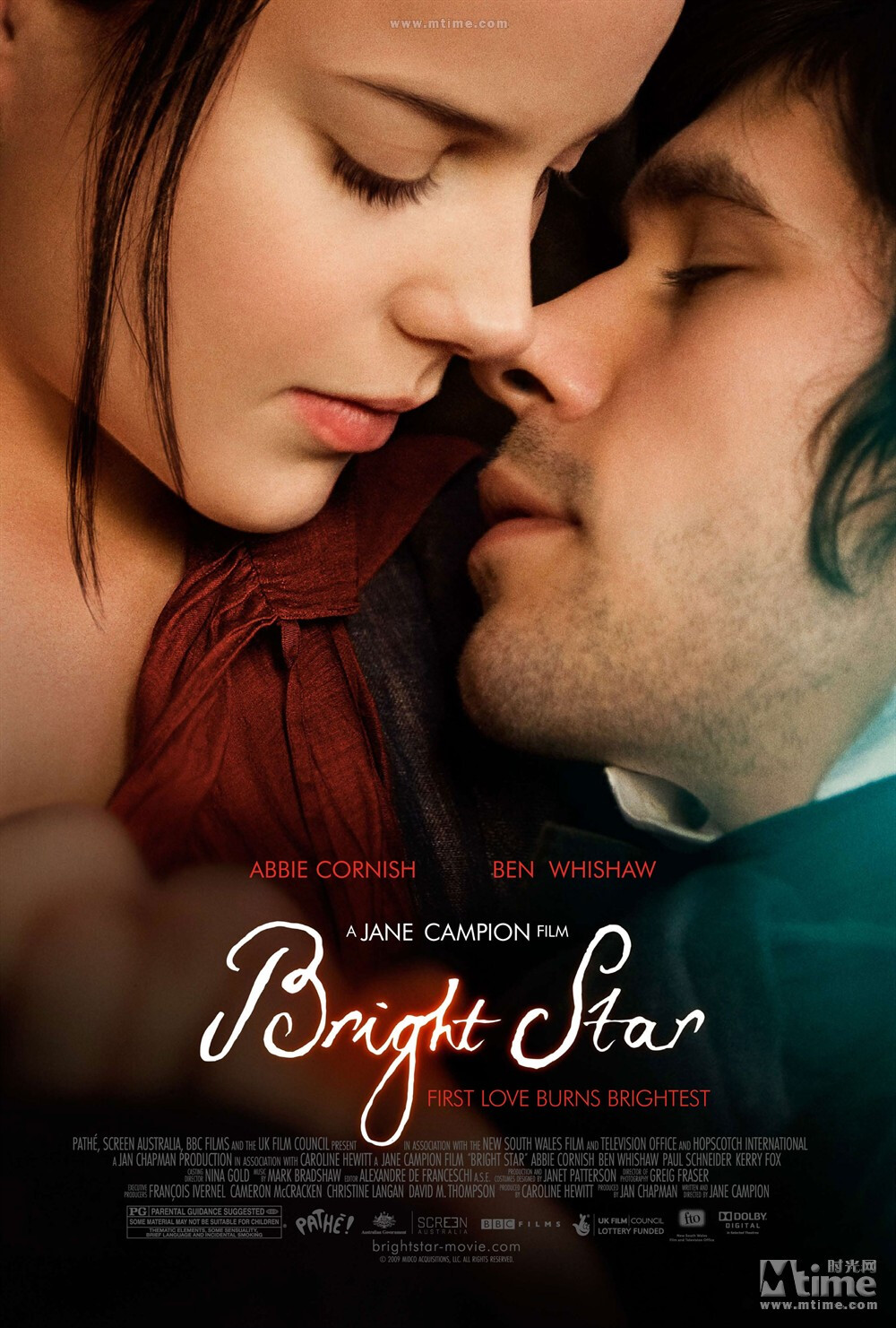 【明亮的星 (2009) Bright Star】本片主要讲述了著名诗人济慈的爱情故事。1818年，济慈搬到一个朋友在汉普斯泰德（Hampstead）的房子居住。在那里，济慈深深的爱上了女邻居方妮·布朗。在接下来的几年中，济慈写出了大量优秀作品。后来济慈与方妮订婚，但不久却因为迅速恶化的肺结核而去世，年仅25岁。