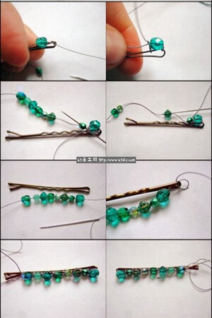 这款发夹改造的创意手工就是在普通发夹上固定上各种各样的串珠，打造出一款具有水晶梦幻般气息的漂亮发夹，给人一种清新唯美的感觉。