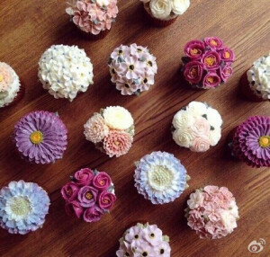 花朵一样的cupcakes，太美啦~（转）