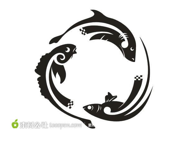 风水鱼三鱼图图腾