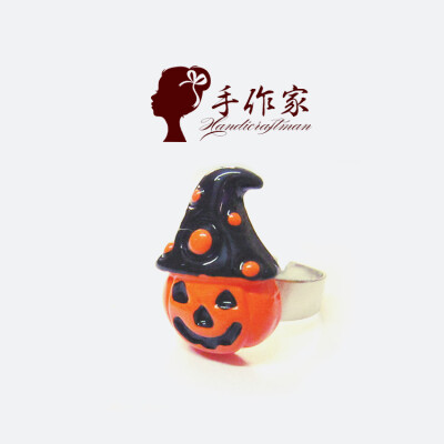 手作家原创手工发饰韩版森女日系Halloween万圣节可爱南瓜灯头趣味发夹戒指