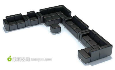 黑色沙发组合套装家具模型