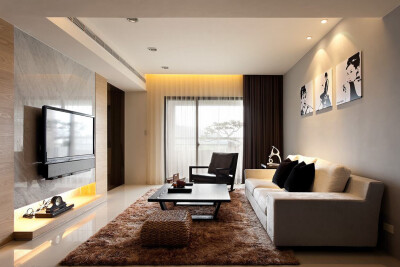 两室两厅现代简约客厅装修效果图