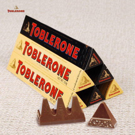 Toblerone瑞士三角巴旦木蜂蜜黑巧4条白巧2条组合装50g*6条300g