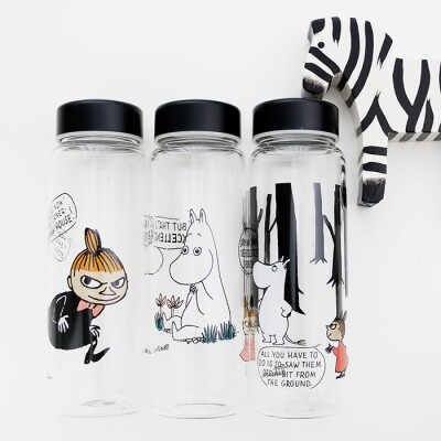 MOOMIN姆明创意可爱玻璃杯my bottle随手水杯耐热透明随行杯子