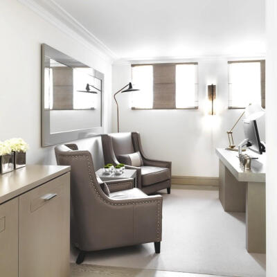 以灰色为主，搭配一些灰白，黑色等类似颜色的家具，提高整个公寓质感的同时，带来一种低调的奢华感。来源:idzoom.com