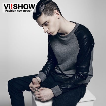 viishow2015秋冬冬男卫衣外套休闲修身拼接大码圆领套头男士卫衣【原价¥ 388.00】【促销价¥ 99.00】