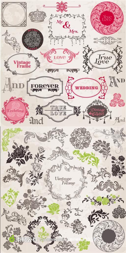 欧式花边图案矢量素材