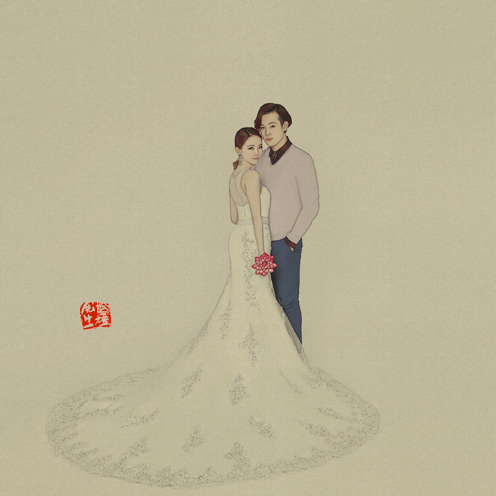 古风工笔画婚纱摄影