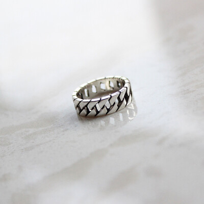 【石头的日记】酷酷的 925纯银链条设计 戒指