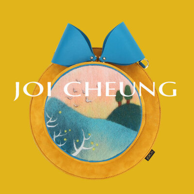 JOI CHEUNG 不可以帽取人 高档包包真皮羊反绒配纯手工羊毛毡女包 姜黄色