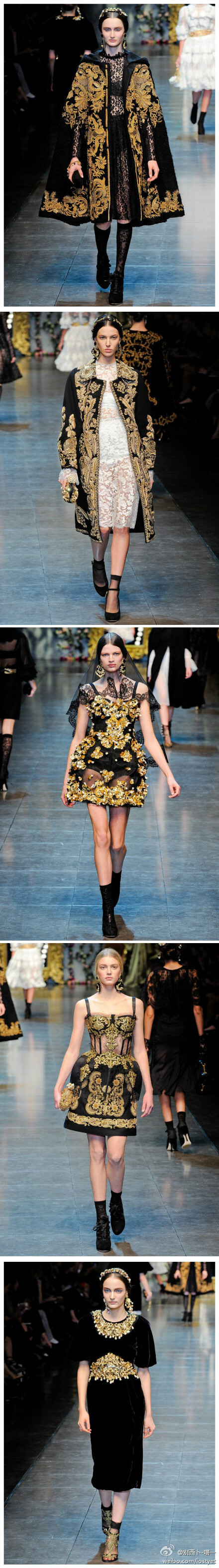 Dolce &amp;amp; Gabbana 2012-2013 Fall Winter Collection，金色繡花系列。12年的款了，现在看还是帅我一脸