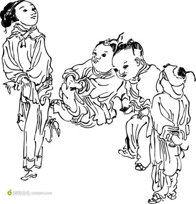 中国传统元素孩童矢量素材