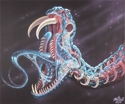 奥地利著名街头艺术家 Nychos （O尖峰视界）热衷于描绘生物的解剖结构。这组惊人的透明动物是他最新的画作～