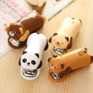 韩版文具 可爱 彩色小熊猫 迷你订书机套装 订书器 袖珍小型便携
