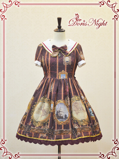 Lolita 萌洋装 收集癖 桃乐丝之夜 DorisNight 大航海时代 Lolita水手风OP连衣裙工厂货