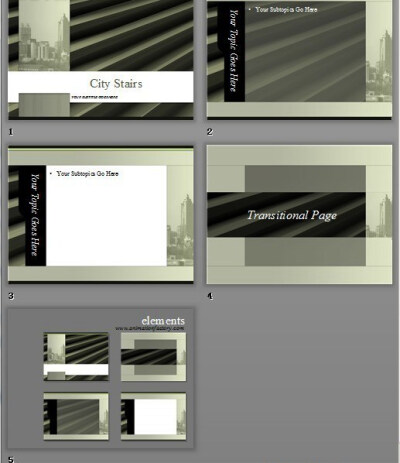 灰绿色城市阶梯城建类PPT模板www.2ppt.cn