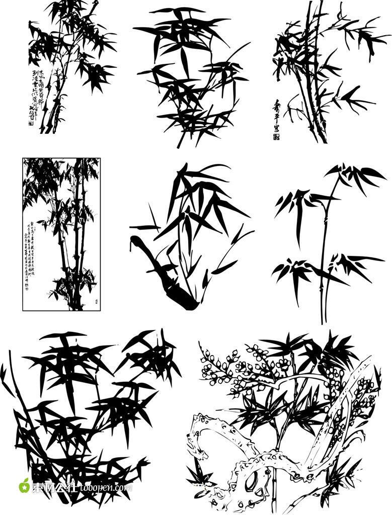 水墨竹子矢量素材