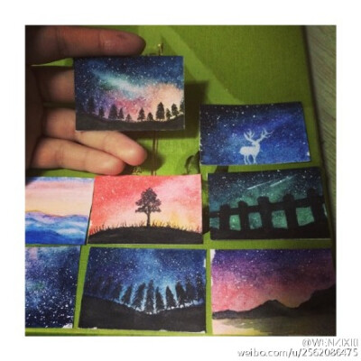 好久没画星空玩儿了，这次真的是小！卡！片！还欠了一堆堆人的…顺便提一下上次买了t恤的小伙伴看到这条微博再私信我一下姓名地址邮编，掐指一算估计得等到明年才能寄了以及！星空教程请戳@阿喵喵酱