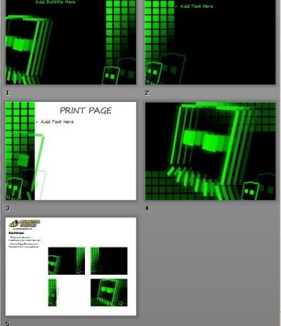 黑底绿方块虚影游戏主题类PPT模板www.2ppt.cn