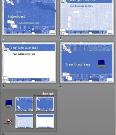 蓝色电路板底图电子科技类PPT模板www.2ppt.cn