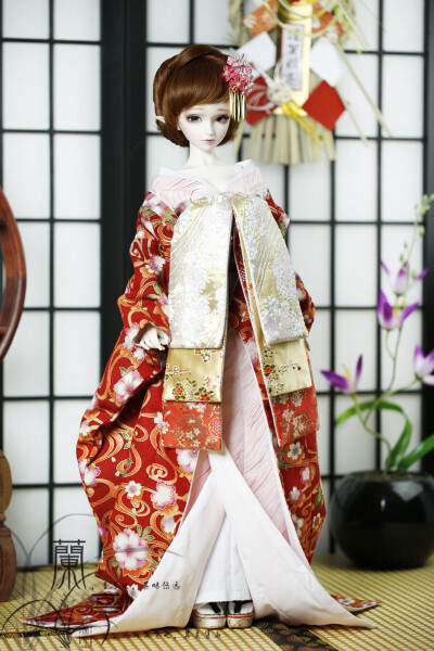 |→兰亭←|BJD/SD娃衣 BJD和服 和风双子红色樱花花魁和服 翡晔