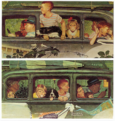 说到美国插画黄金时代的画家不得不提Norman Rockwell(1894－1978)，他的作品题材涉及范围广，从炎炎夏日的赤足男孩、到政治爱国宣传的总统等。在他写实的笔触下，营造出甜美、乐观的氛围，使得人物具有强烈的感染力…