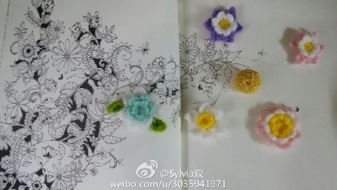 钩针毛线立体花朵 和秘密花园