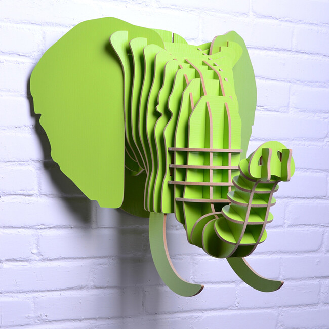 创意大象壁饰 北欧客厅酒吧酒店餐厅挂饰 墙面装饰木质包邮果绿色