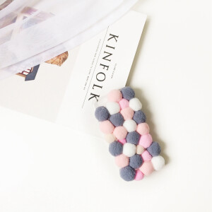 手工自制韩国超萌冬天款毛粒毛球彩色iphone手机壳 5s/6/6S/6plus