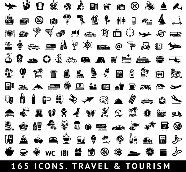 165icons. travel&amp;amp;tourism 旅游图标