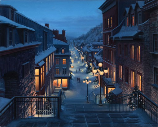 分享一组来自插画师Evgeny Lushpin的超逼真的欧洲小镇雪景手绘插画。不要被你的眼睛欺骗，这真的不是摄影而是二次元插画哦。送给所有喜欢雪景，但却深处南方的同学。