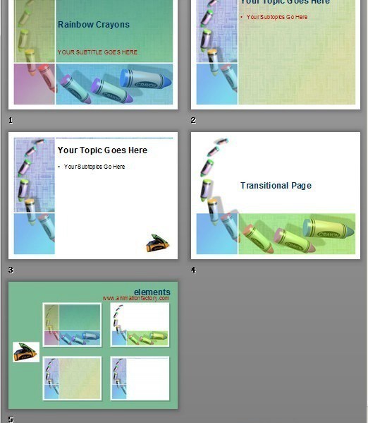 紫绿蓝蜡笔图美术教育类PPT模板www.2ppt.cn