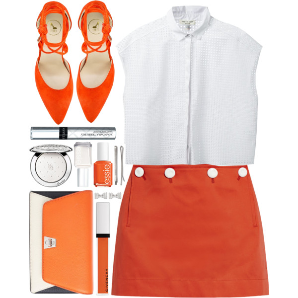 A fashion look from November 2015 featuring white crop top, mini skirt and pointed-toe pumps. Browse and shop related looks.