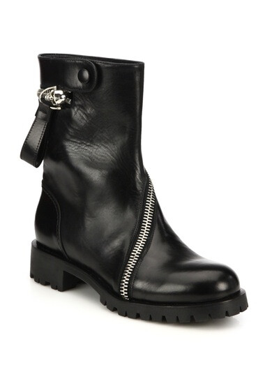 ALEXANDER MCQUEEN Asymmetrical-Zip Leather Ankle Boots $1,470$1,029