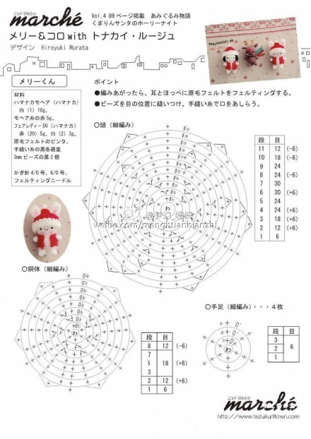 #钩针玩偶# 圣诞雪人小吊饰图解-1