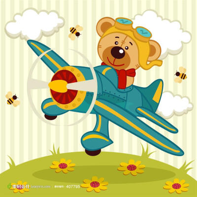 泰迪熊开飞机