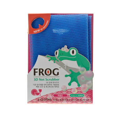 韩国FROG 抗菌不沾油 3D网纱洗碗巾 蓝色 2枚装