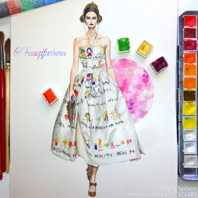 @DolceGabbana 2015FW fashion illustration by me.Mother old![鲜花]爱就是看着淘气的孩子用蜡笔在最漂亮的裙子上涂鸦，也依然觉得最美。