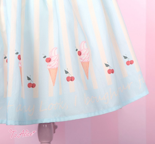 Tommy Bear Sweet Ice Cream Prints Lolita Skirt