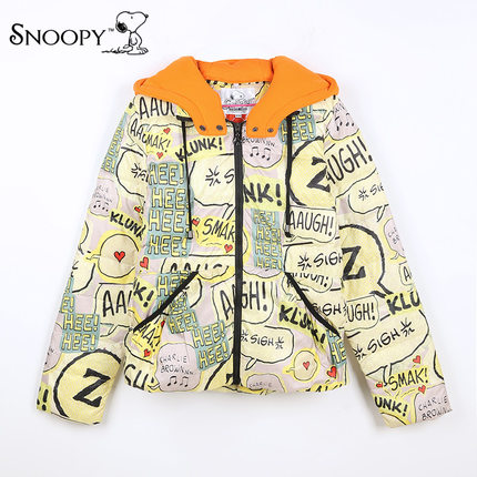 Snoopy/史努比2015冬季新款卡通字母满印可爱短款羽绒服休闲外套