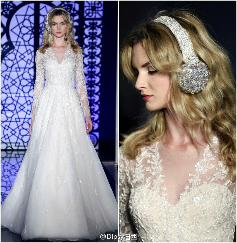 Reem Acra Bridal F/W 2016┃高级成衣发布结束后接踵而至的秋冬婚纱季，新娘新潮流：头饰不够，耳机来凑~~~~~